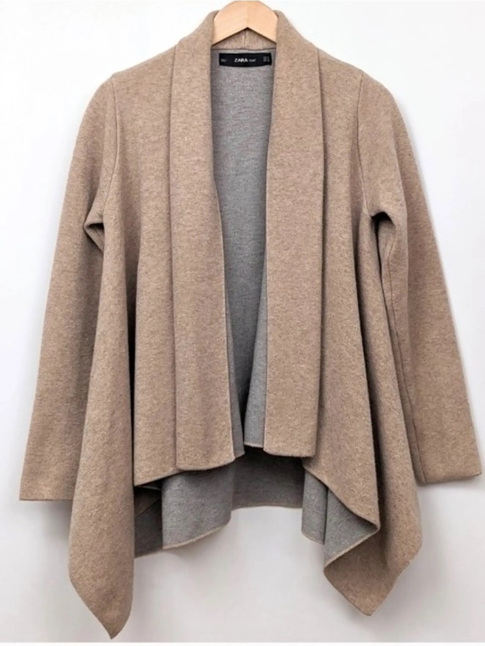 Zara Knit heavy open front cardigan two-tone M